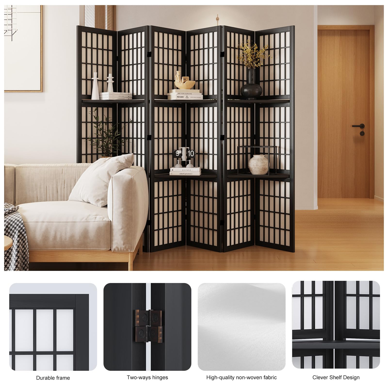 Room Divider, 66.9Inch Tall Ja - Shoji Screen Divider ulasan dan harga