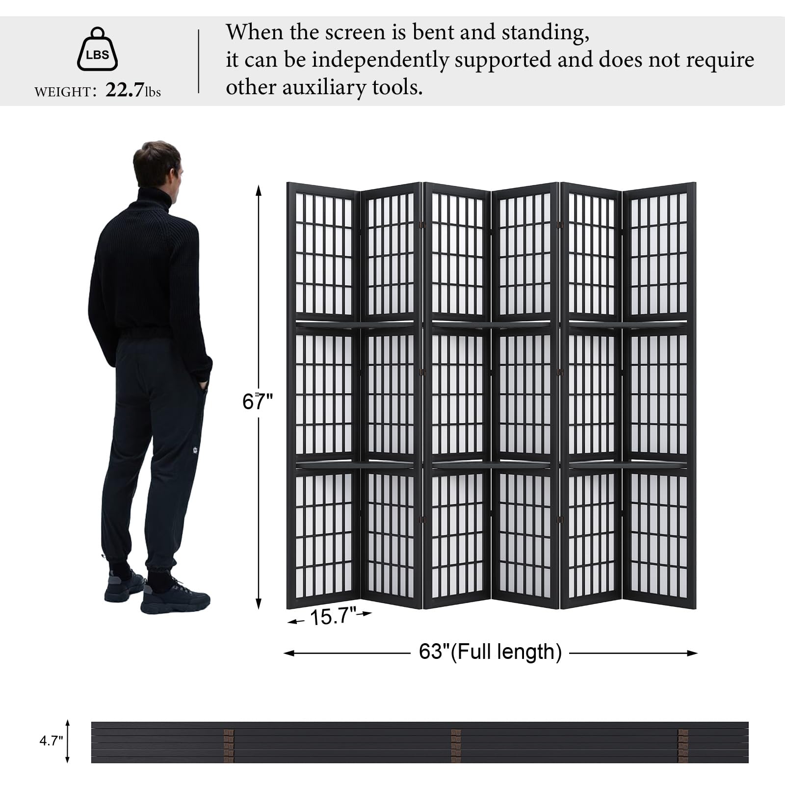 Room Divider, 66.9Inch Tall Ja - Shoji Screen Divider ulasan dan harga