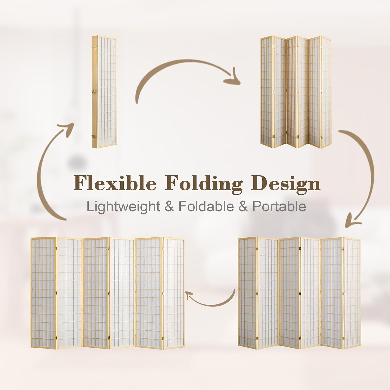 6 Panel Folding Room Divider P - Shoji Screen Divider ulasan dan harga