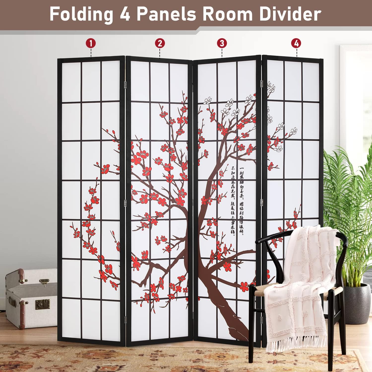 6Ft Folding Privacy Divider 4  - Shoji Screen Divider ulasan dan harga