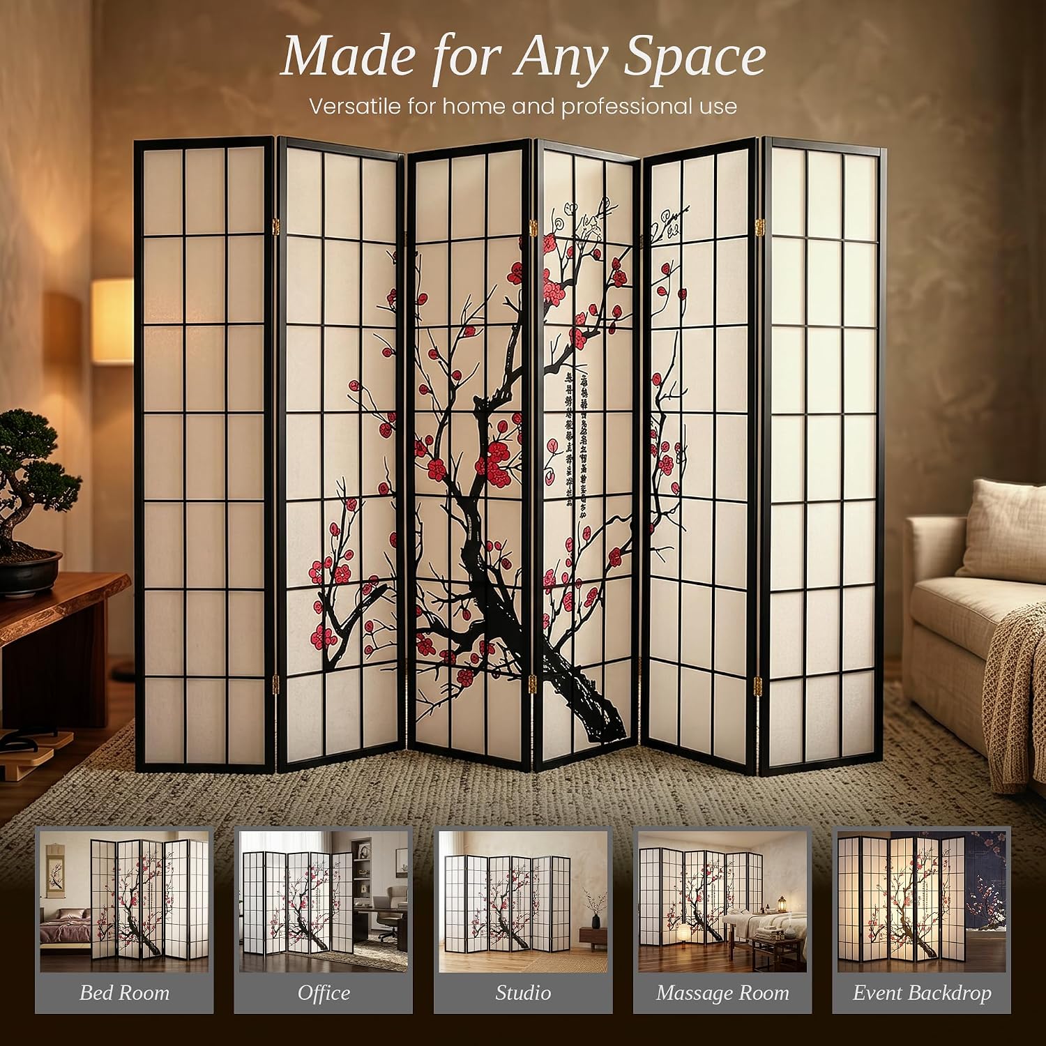 6-Panel Room Divider Shoji Sty - Shoji Screen Divider ulasan dan harga